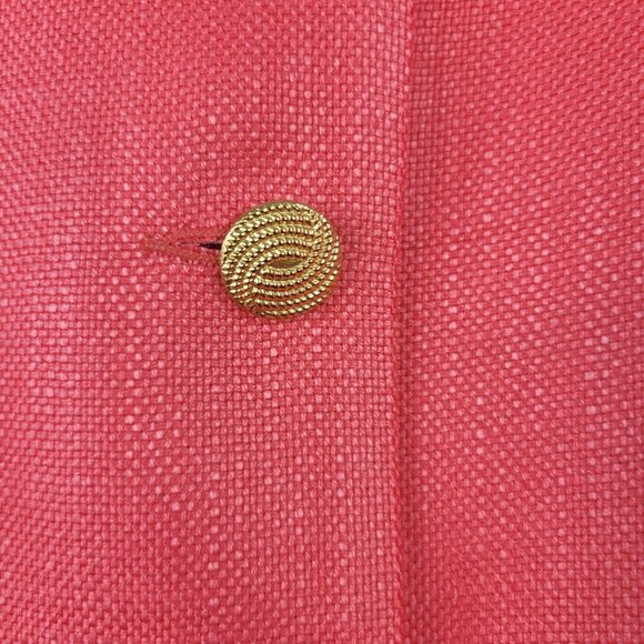 New Appleseeds Blazer Plus 20W Bright Pink Long Sleeve Gold Button Front Jacket - Picture 3 of 8